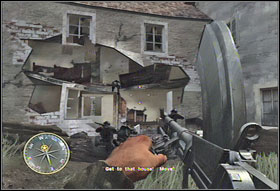 In the beginning of the mission, run to the south (#1) - Chapter XII: The Corridor of Death - Game Guide - Call of Duty 3 Game Guide