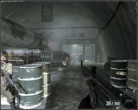 After securing the area, go downstairs and start moving towards the hangar, the enemies will be standing in front of it #1 - Project Nova - p. 2 - Walkthrough - Call of Duty: Black Ops Game Guide & Walkthrough