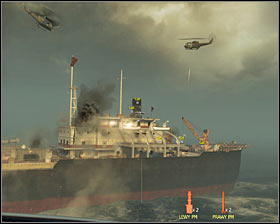 You have to move along the ship, blowing up all objects marked by the game #1 #2, Remember to avoid staying in one place because in such case you will be shot - Redemption - p. 1 - Walkthrough - Call of Duty: Black Ops Game Guide & Walkthrough