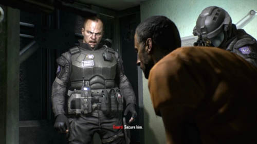 Menendez, sitting in his cell, listens to the TV program - Endings - Menendez alive | Decisions, consequences, endings - Decisions, consequences, endings - Call of Duty: Black Ops II Game Guide & Walkthrough