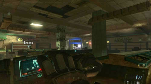 Get back to the right side of the room, just hide behind the walls and wait for your CLAWs to get to the other end of the hall - Mission 05: FALLEN ANGEL | Missions: Walkthrough - Missions: Walkthrough - Call of Duty: Black Ops II Game Guide & Walkthrough