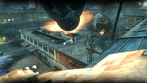 It is important to kill the soldiers with RPGs in the courtyard among the jeeps as soon as possible (first picture above), as well as to fire rockets at enemies with RPGs, who are on the roof on the right (second picture above) - Mission 05: FALLEN ANGEL | Missions: Walkthrough - Missions: Walkthrough - Call of Duty: Black Ops II Game Guide & Walkthrough