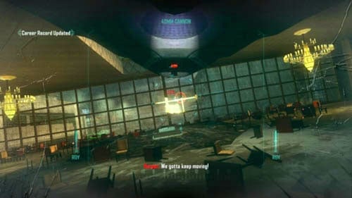 In fact, the only moment in which you have to be more careful is when you notice a large pane in front of you (picture above) - use the machinegun only this one time, as the explosion could damage the helicopter - Mission 05: FALLEN ANGEL | Missions: Walkthrough - Missions: Walkthrough - Call of Duty: Black Ops II Game Guide & Walkthrough