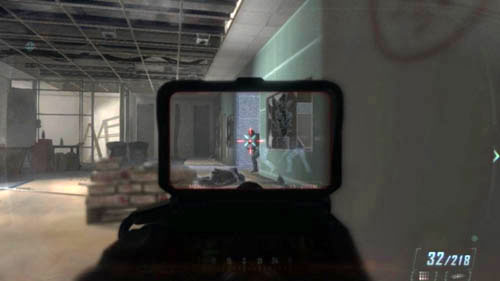 Start walking along the windows on the right, but when you notice three enemies running through the corridor to the right, immediately retreat and hide behind the wall to the right of Salazar - Mission 06: KARMA | Missions: Walkthrough - Missions: Walkthrough - Call of Duty: Black Ops II Game Guide & Walkthrough