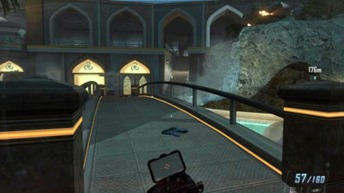 Cross the nearest bridge and keep shooting at the enemy in the window - Mission 06: KARMA | Missions: Walkthrough - Missions: Walkthrough - Call of Duty: Black Ops II Game Guide & Walkthrough