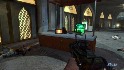 Run forward, with the wall of the building to your right at all times - Mission 06: KARMA | Missions: Walkthrough - Missions: Walkthrough - Call of Duty: Black Ops II Game Guide & Walkthrough