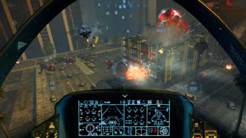 Soon after that, at the next intersection, by the square with the palm trees enemy vehicles will come out from the right - Mission 10: CORDIS DIE | Missions: Walkthrough - Missions: Walkthrough - Call of Duty: Black Ops II Game Guide & Walkthrough