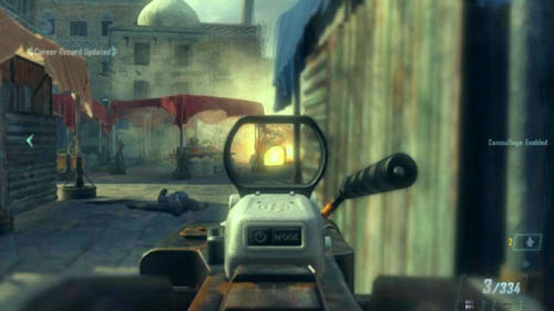 In the courtyard there is yet another vehicle but you wont be able to hit it from this position - Mission 08: ACHILLES VEIL | Missions: Challenges - Missions: Challenges - Call of Duty: Black Ops II Game Guide & Walkthrough