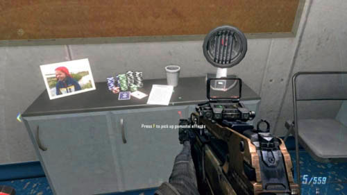 At the beginning of the mission, when you are armed and go out into the hallway (theres a turret on the ceiling), use the first entrance on the right - Mission 09: ODYSSEUS | Missions: Challenges - Missions: Challenges - Call of Duty: Black Ops II Game Guide & Walkthrough