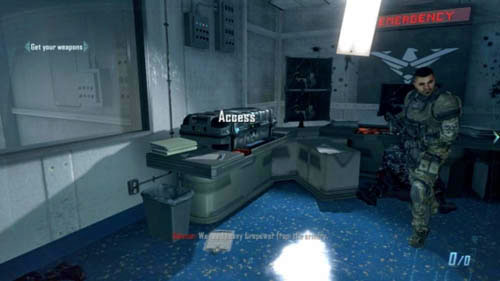 As soon as you get out of the interrogation room at the beginning of the mission and you have to arm yourself, look at the desk on the left - Mission 09: ODYSSEUS | Missions: Challenges - Missions: Challenges - Call of Duty: Black Ops II Game Guide & Walkthrough