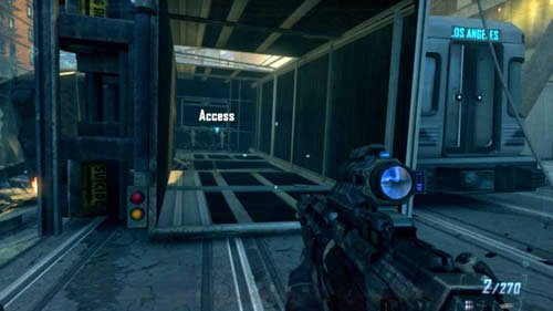 When you wake up after the second truck has crashed yours and then you destroy the opposite CLAW, there will be a truck trailer you can enter just on the left - Mission 10: CORDIS DIE | Missions: Challenges - Missions: Challenges - Call of Duty: Black Ops II Game Guide & Walkthrough