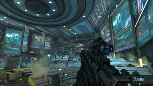 Youd better leave the other groups of enemies, larger and located away from you, for the challenge connected with killing 5 enemies with one strike of the kinetic projectile weapon - Mission 11: JUDGMENT DAY | Missions: Challenges - Missions: Challenges - Call of Duty: Black Ops II Game Guide & Walkthrough