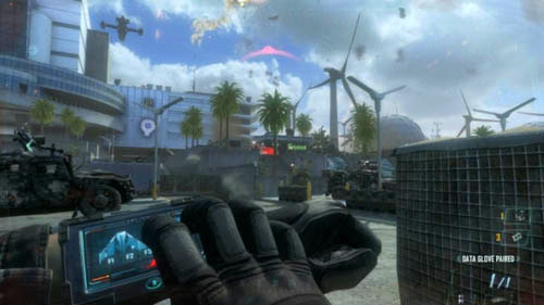 The second opportunity will come up when you make the two jeeps with machine guns appear at the entrance to the stairs on the right - Mission 11: JUDGMENT DAY | Missions: Challenges - Missions: Challenges - Call of Duty: Black Ops II Game Guide & Walkthrough