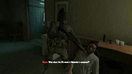 If you thoroughly interrogated Kravchenko and found the CIA memo, Woods will hear Kravchenkos words in his head, namely that Menendez has people even in the CIA - Mission 07 - SUFFER WITH ME | Decisions, consequences, endings - Decisions, consequences, endings - Call of Duty: Black Ops II Game Guide & Walkthrough