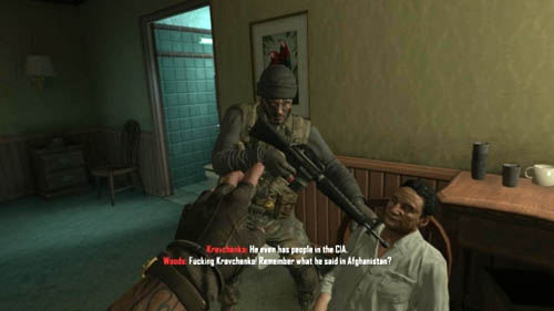 If you thoroughly interrogated Kravchenko but you didnt find the CIA letter, Woods will hear Kravchenkos words in his head, namely that Menendez has people even in the CIA - Mission 07 - SUFFER WITH ME | Decisions, consequences, endings - Decisions, consequences, endings - Call of Duty: Black Ops II Game Guide & Walkthrough
