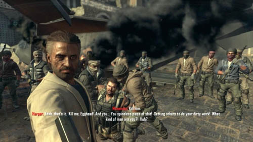 A moment later, when Menendez will give Farid the gun and tell him to shoot Harper, if DeFalco is alive, hell ask Farid if everything is OK (first picture above) - Mission 08 - ACHILLES VEIL | Decisions, consequences, endings - Decisions, consequences, endings - Call of Duty: Black Ops II Game Guide & Walkthrough