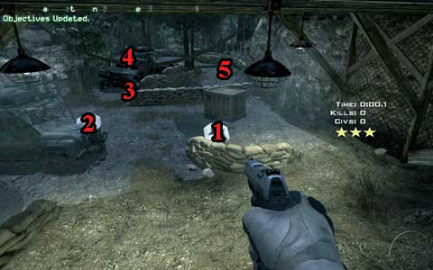 In this mission you have to finish shooting circuit aiming in terrorists shield and avoid shooting into