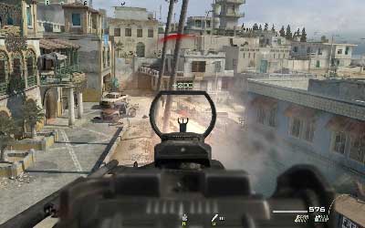 At the beginning start shooting into enemies below - Smack Town - SpecOps missions - Call of Duty: Modern Warfare 3 - Game Guide and Walkthrough