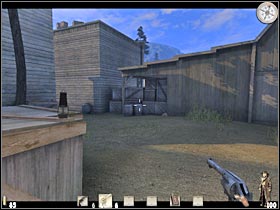 Try standing by the roof of the left building (there's a large tree here) - Chapter III: Level 2 Walkthrough - Chapter III - Call of Juarez - Game Guide and Walkthrough