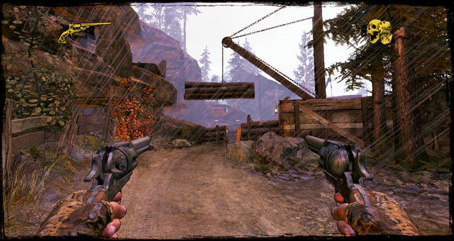 Logs above the road - Episode 4 - Gunfight at the Sawmill - Walkthrough - Call of Juarez: Gunslinger - Game Guide and Walkthrough