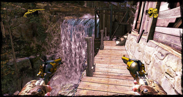 Sprinting along mismatched planks - Episode 4 - Gunfight at the Sawmill - Walkthrough - Call of Juarez: Gunslinger - Game Guide and Walkthrough