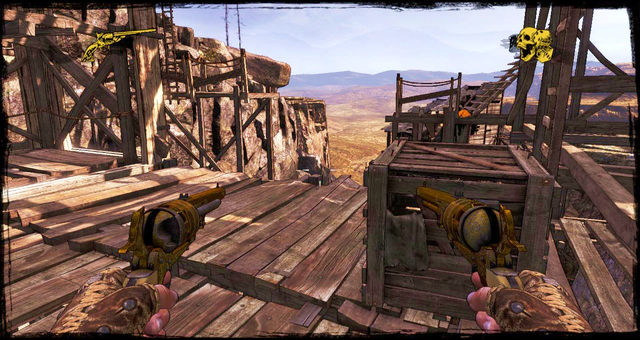 Choosing between the ladder and the lift - Episode 5 - The Magnificent One - Walkthrough - Call of Juarez: Gunslinger - Game Guide and Walkthrough