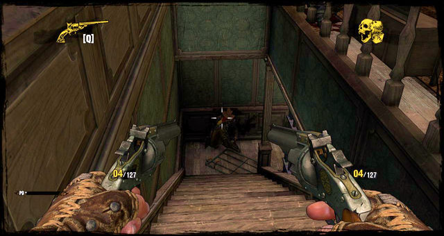 Ground floor stairs - Episode 8 - They Call Me Bounty Hunter - Walkthrough - Call of Juarez: Gunslinger - Game Guide and Walkthrough