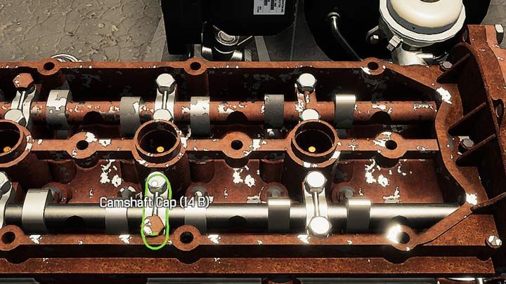 On the other side, on top of the engine, after taking off the engine head cover you can find similar camshaft caps - Undetected parts - what to do, how to find? - FAQ - Car Mechanic Simulator 2021 Guide