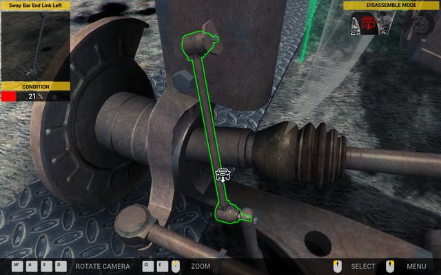 Replace of the sway bar end link requires disassembling a few wheel elements. - Order 3 - Revton Van - Orders - First garage - Car Mechanic Simulator 2014 - Game Guide and Walkthrough
