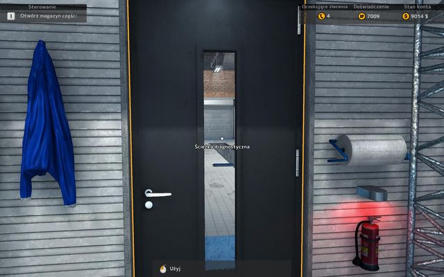 Door to diagnostic path allows you to quickly test vehicle suspension and brakes - Virtual walk through the garage - Car Mechanic Simulator 2015 - Game Guide and Walkthrough