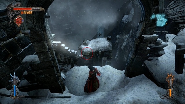 To get to a Pain Box in front of you, you must jump onto a marked ledge. - Mission 7 - Pieces of a Mirror - The Main Campaign - walkthrough - Castlevania: Lords of Shadow 2 - Game Guide and Walkthrough