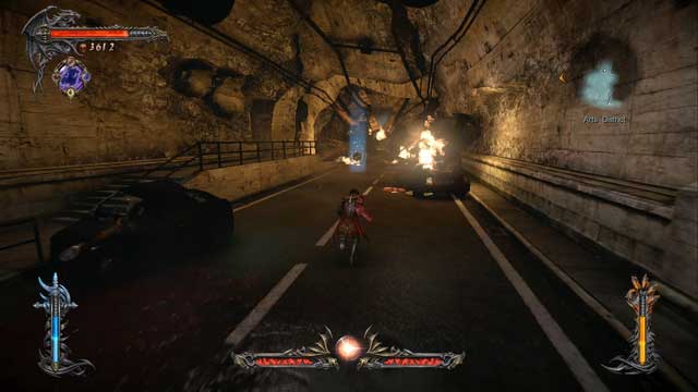 A Pain Box at the end of the collapsed tunnel. - Mission 8 - The Hooded Man - The Main Campaign - walkthrough - Castlevania: Lords of Shadow 2 - Game Guide and Walkthrough