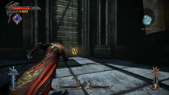 A Memorial in the building with platforms hanging from the ceiling. - Mission 8 - The Hooded Man - Memorials and Soldier Diaries - First pass - Castlevania: Lords of Shadow 2 - Game Guide and Walkthrough