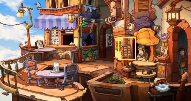 Travel to Bellevue and talk to the father - Ask Goal on a date | Chaos on Deponia Walkthrough - Have words with Goal - Chaos on Deponia Guide