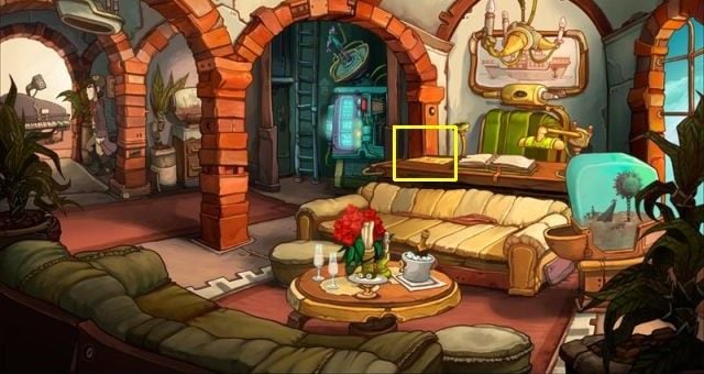 Unfortunately, the girl has not appeared at the meeting, while Rufus discovers the signs of a romantic dinner in the captains apartment - Ask Goal on a date | Chaos on Deponia Walkthrough - Have words with Goal - Chaos on Deponia Guide