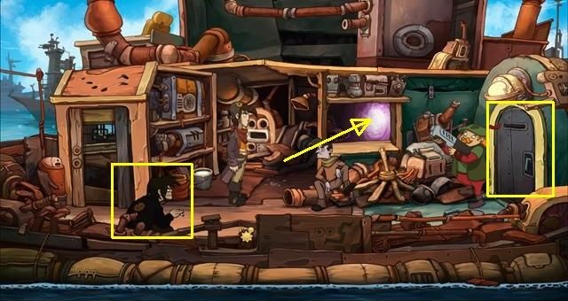 Once the battle is over, Goal will travel to Docs workshop, followed by Rufus - Chasing Goal - Save Goal and Doc - Chaos on Deponia Walkthrough - Chasing Goal - Chaos on Deponia Guide