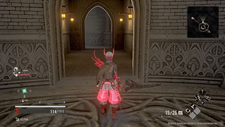 As you descend the stairs, defeat several enemies in the room and head to the next corridor (check the screenshot) - Cathedral Perimeter | Code Vein Walkthrough - Area F-15 - Code Vein Guide