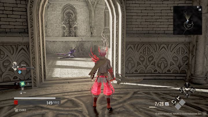 When you go upstairs, you have two more roads to choose from - one of them leads to an opponent shown in the screenshot, but he doesnt guard anything and its a dead end - Cathedral Perimeter | Code Vein Walkthrough - Area F-15 - Code Vein Guide