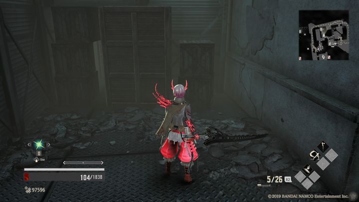 Break the wooden boxes in front of you and climb up the ladder, where have to defeat one enemy - Military Storehouse | Code Vein Walkthrough - Memories of... - Code Vein Guide