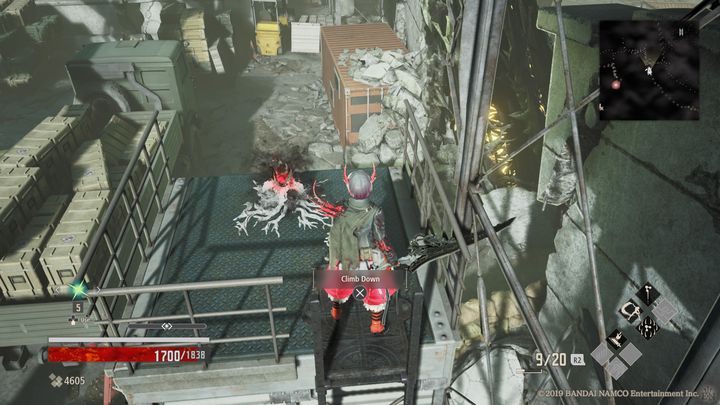 Climb up the ladder to find the first Rotten Mistle which will update the map - Research Facility Area | Code Vein Walkthrough - Memories of... - Code Vein Guide