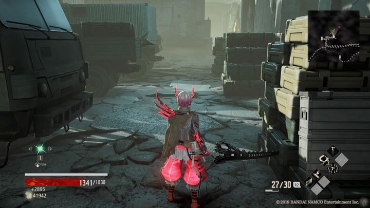 From now on, be careful, because there are opponents hiding behind cars who want to surprise you - Research Facility Area | Code Vein Walkthrough - Memories of... - Code Vein Guide