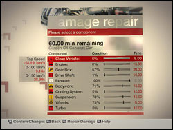 Every two races (in Rally competitions) you have a possibility to repair your rally vehicle - Vehicle's technical condition - Rally car configuration - Colin McRae: DIRT - Game Guide and Walkthrough