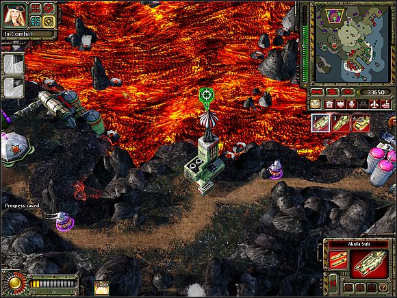 You can destroy her using air units (it won't get to much time) or wait and slowly blow up buildings with Orbital Drop - Soviets - Easter Island - part 2 - Soviets - Command & Conquer: Red Alert 3 - Game Guide and Walkthrough