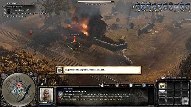 Set mines to destroy the enemy vehicles - Mission 02 - Scorched Earth - The Campaign Mode - Company of Heroes 2 - Game Guide and Walkthrough