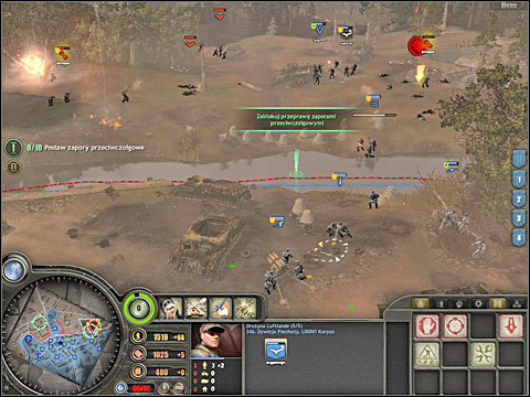 The next mission is to defend the escape route - the green circle showing the target on the map will be moved to the fork of the roads near the church - Campaign