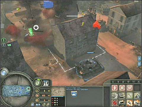 Afterwards hurry and get your Tigers to the sides, as some more enemies will appear from the west and east: on the west there will be a single Sherman Firefly tank (leave it for your second, worse tank) and from the east a tank with a flamethrower - Churchill Crocodile and some sappers with a grenad - Campaign