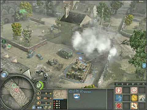 Between some buildings the German commander will detect British