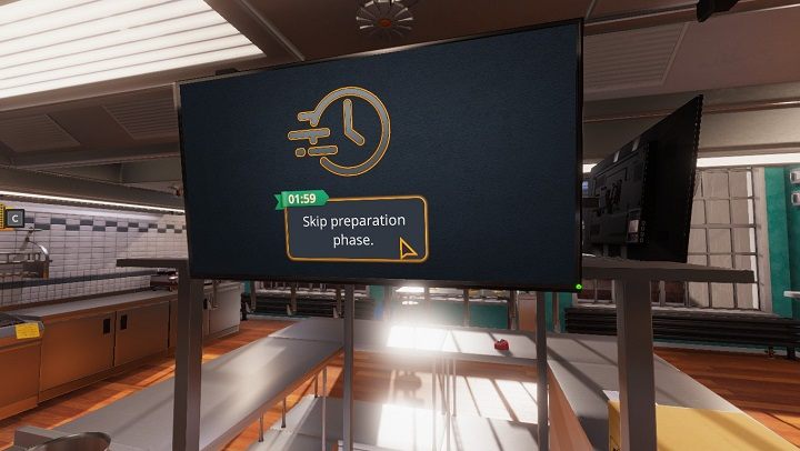 we start in a fully functional kitchen during the preparation phase on the first day, which gives us only a few minutes to prepare the posts and set up all the tools - Starting a career - how to begin | Cooking Simulator - Career - Cooking Simulator Guide