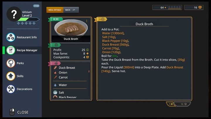 ...and this is what looking up a recipe before buying it looks like. - Unlocking and improving recipes in Cooking Simulator - Game Mechanics - Cooking Simulator Guide