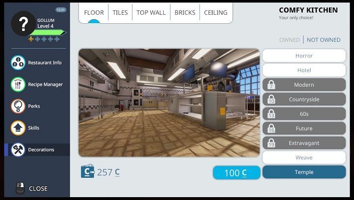 This is the menu that allows (for a fee of course) to change the decor of our workplace. - Career Mode in Cooking Simulator - Career - Cooking Simulator Guide
